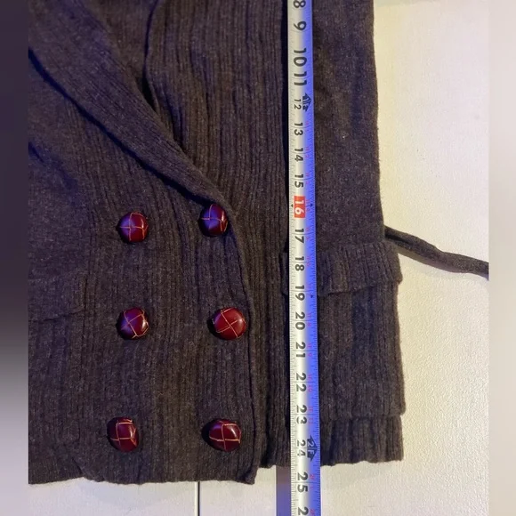 Marc Jacobs Lambs Wool Dark Brown Knitwear Cardigan with leather buttons size M - Picture 4 of 13